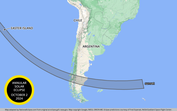 Where will the annular solar eclipse on Oct. 2, 2024 be visible?