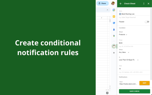 Google Sheets’ new tool lets you set specific rules for notifications.