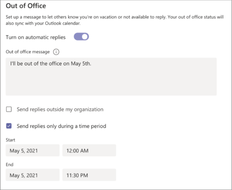 How to set an ‘Out of Office’ message in Microsoft Teams
