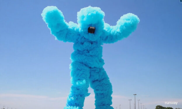Runway’s latest AI video generator brings giant cotton candy monsters to life