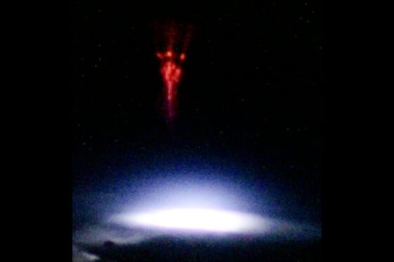 Sprites from space! Astronaut photographs rare red lightning phenomenon from ISS