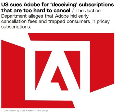 U.S. Sues Adobe Over Hard-to-Cancel Subscriptions