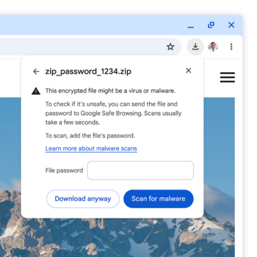 Chrome will now prompt some users to send passwords for suspicious files