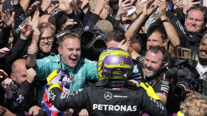 Hamilton holds off Verstappen’s late charge for thrilling win at F1 British Grand Prix