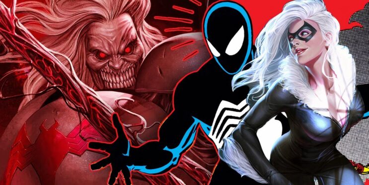 King in Black Spider-Man Makes Black Cat His Symbiote Queen in Dark Cosplay