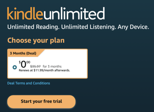 Prime members: Get a 3-month Kindle Unlimited membership for free