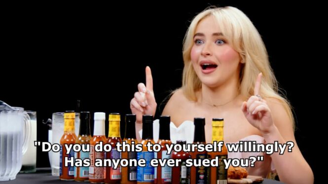 Sabrina Carpenter brought milkshakes to ‘Hot Ones,’ but it still didn’t save her