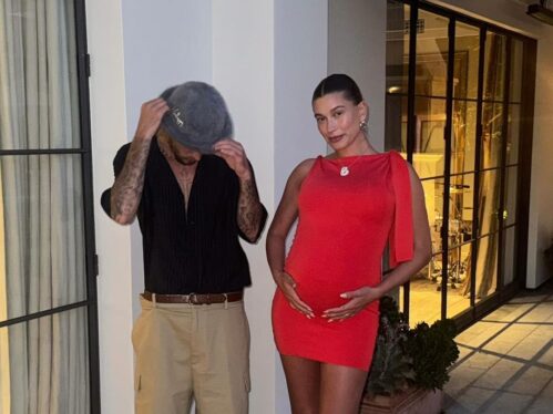 Hailey Bieber Shows Off Her Baby Bump in Red Mini Dress While on a Date With Justin Bieber