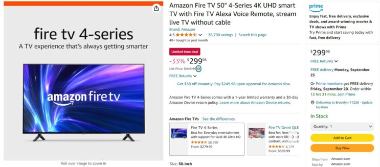 Amazon “tricks” customers into buying Fire TVs with false sales prices: Lawsuit