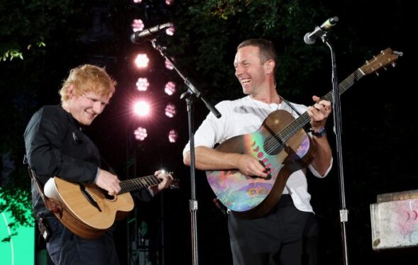 Chris Martin Plays Surprise Hits Set With Ed Sheeran at 2024 Global Citizen Festival