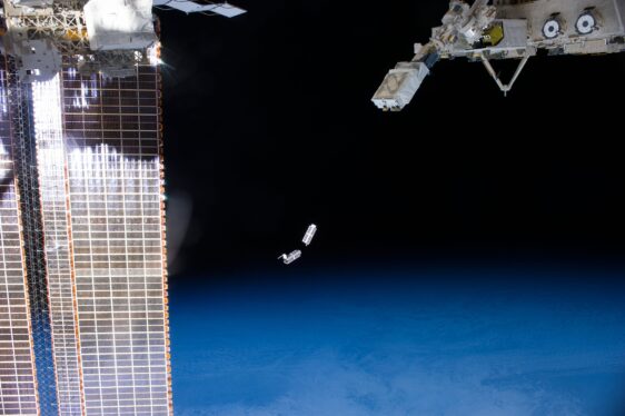 CubeSats are pictured after being deployed into Earth orbit