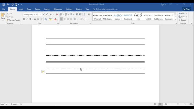 How to insert a line in Word