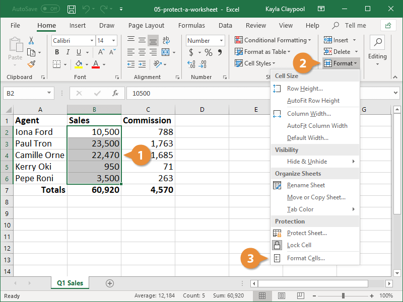 How to lock cells in Excel