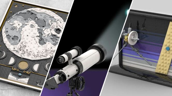 Lego Ideas submissions Lunar Landscape, Space Projection Telescope and Voyager 1’s Pale Blue Dot need to be made into real sets