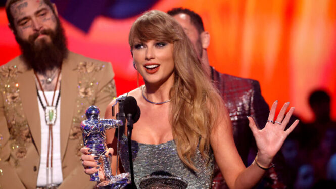 Taylor Swift Thanks Travis Kelce, Urges Fans to Vote After Winning Video of the Year at 2024 VMAs