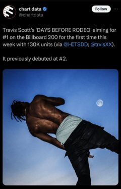 Travis Scott’s ‘Days Before Rodeo’ Rises to No. 1 on Billboard 200