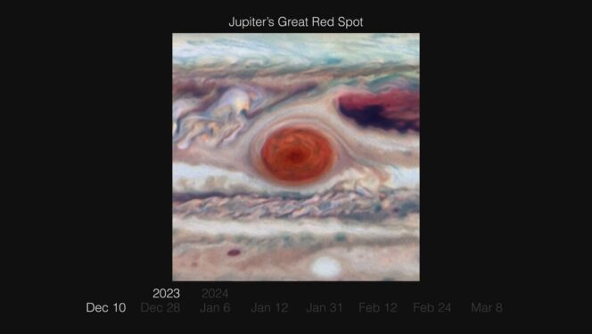 Hubble Telescope Shows Great Red Spot of Jupiter Bouncing Like a Kickball