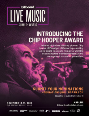 Nominations Now Open for Chip Hooper Award at the Billboard Live Music Summit