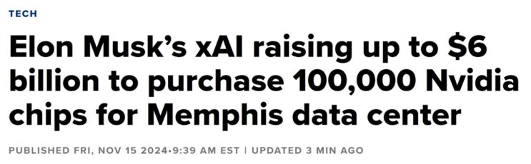 Elon Musk’s xAI raising up to $6 billion to purchase 100,000 Nvidia chips for Memphis data center