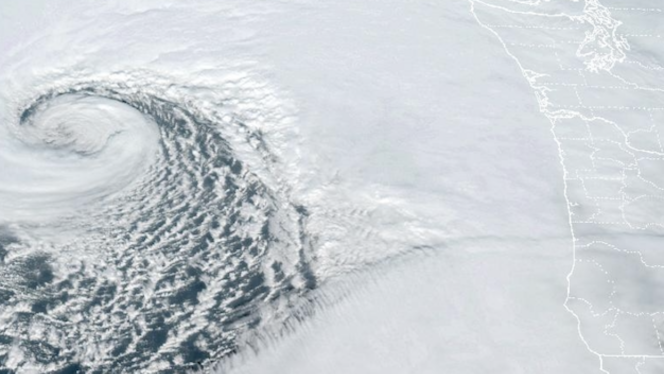 The bomb cyclone looks monstrous from space