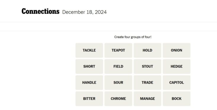NYT Connections hints today: Clues, answers for December 18, 2024