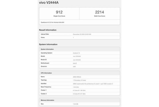 vivo Y39 runs Geekbench, could be branded Jovi in some places