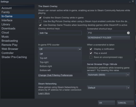 How to turn on the Steam FPS counter