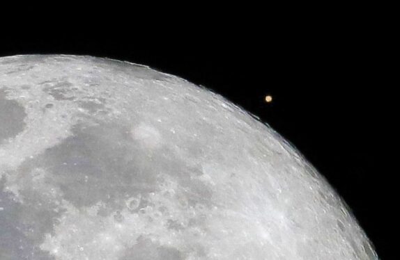 There was a straight shot from Earth to the Moon and Mars last night